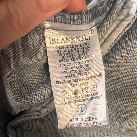 BLANKNYC Hooded Denim Jacket Layered Jean Jacket Size L - Picture 7 of 9